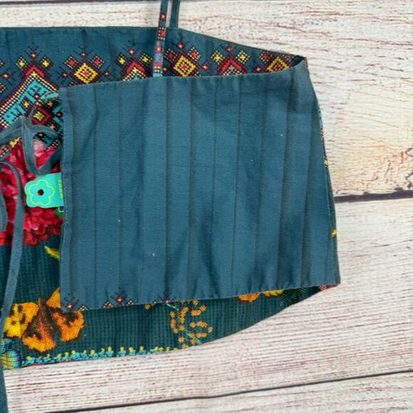 Farm Rio Floral Bandeau Crop Top Women's Size Petite Small Green/Blue/Red/Pink - Picture 6 of 10